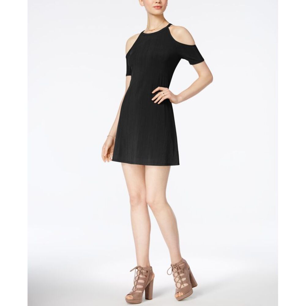 Bar III Pleated Cold Shoulder Dress